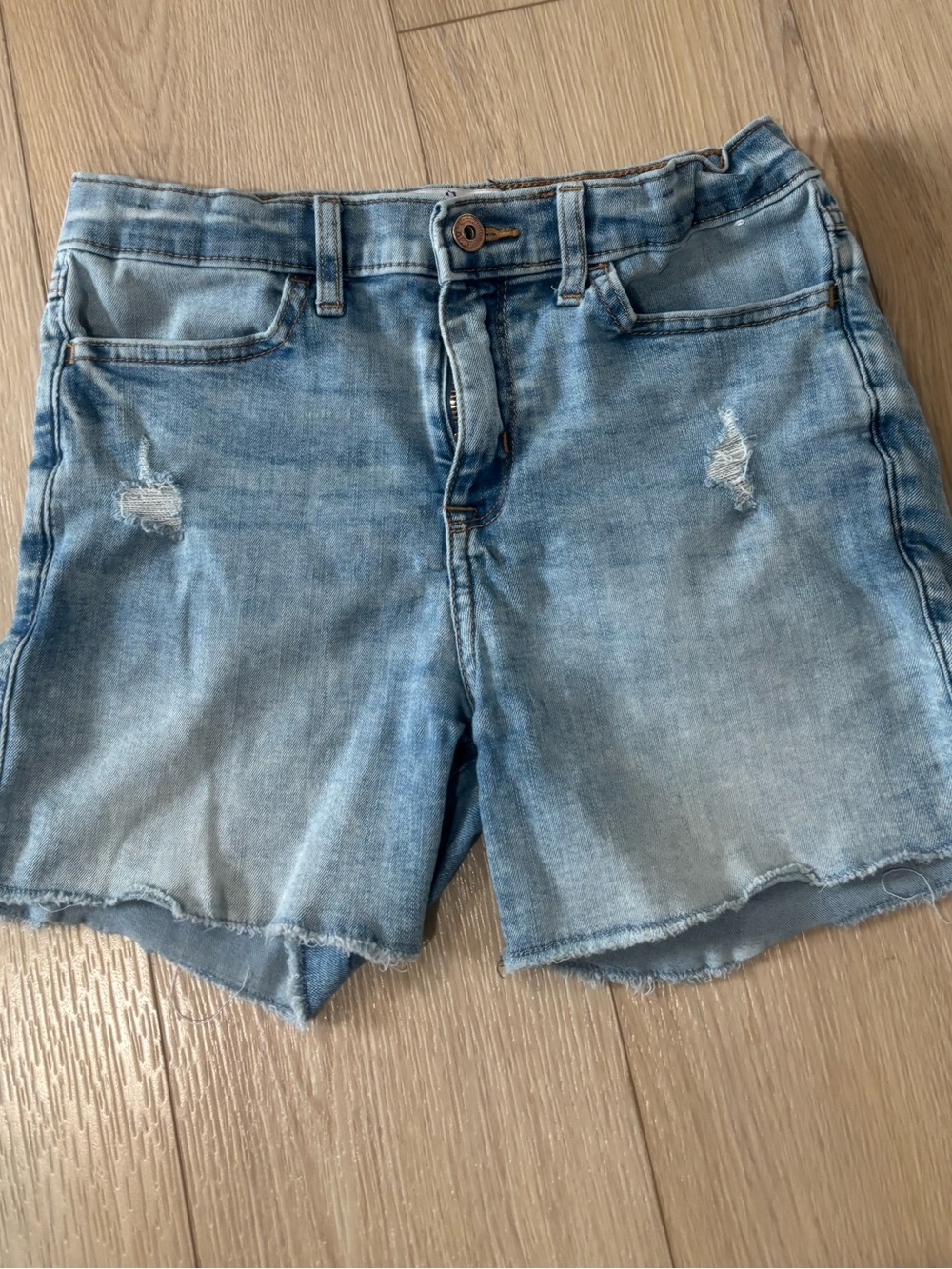 Abercrombie Light Blue Distressed Denim Shorts